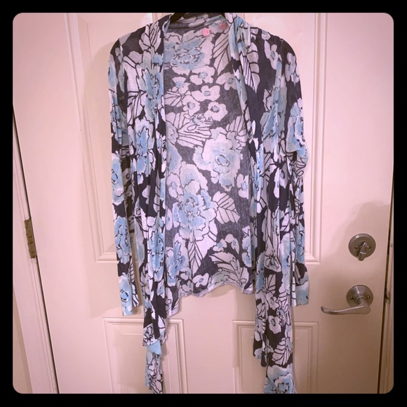 EUC Blue Floral Lilly Pulitzer Babs Cardigan Small - Picture 1 of 6
